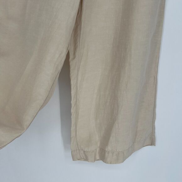 Halston Pants Womens XL Linen Blend Wide Leg Relaxed‎ Trouser Cream Classic - Picture 3 of 7